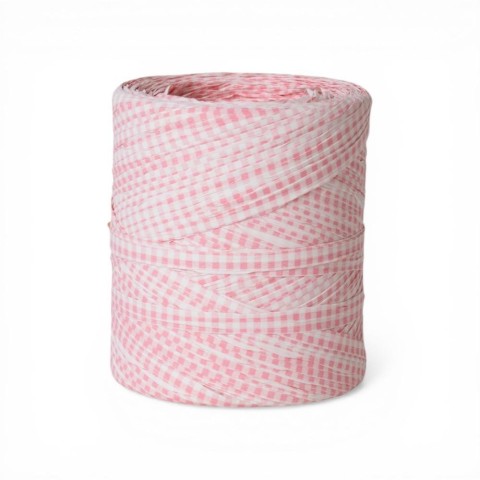 RAFFIA SPOLETTE 15MMX200M ROSA BIANCO A QUADRI